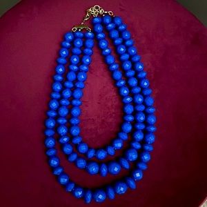 Blue Beaded Three Layer Necklace